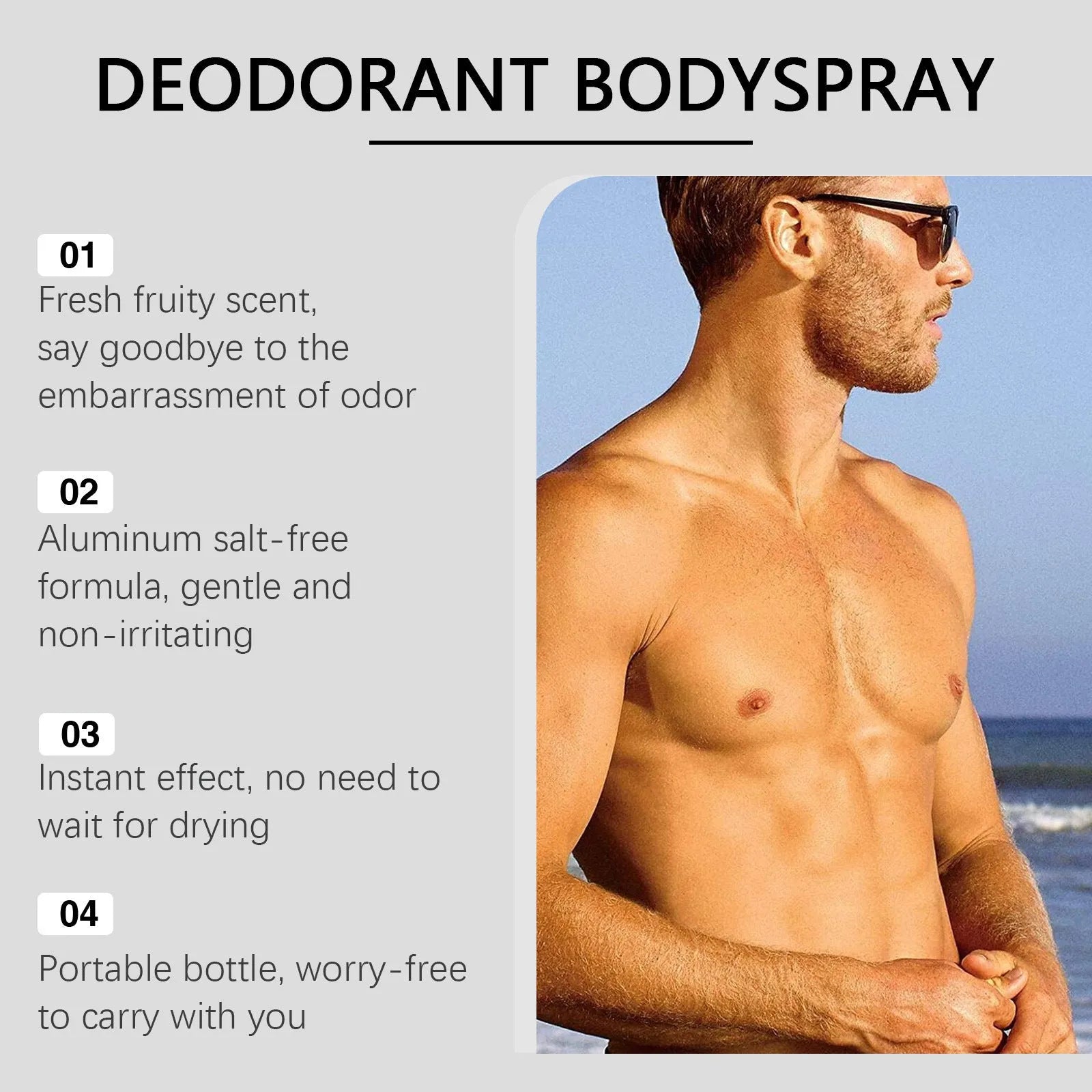 Men's fruit fragrance care spray 100ml white bottle with blue label