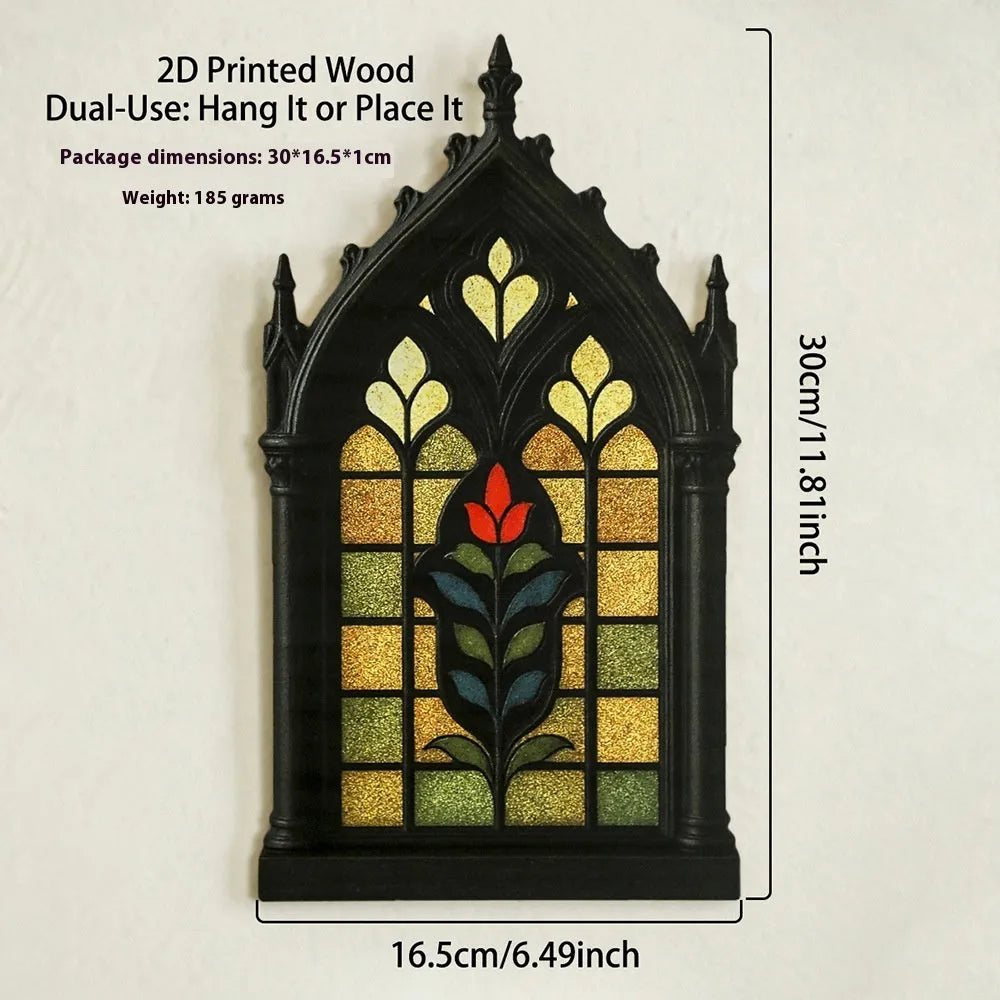 Black wooden gothic style wall mounted storage rack for door frame decoration