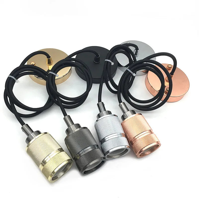 DIY decorative chandelier assembly retro ceiling light with braided cord and metallic finishes