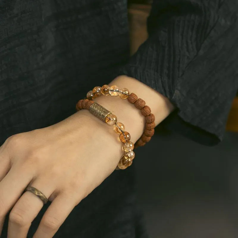 Retro citrine LCD double circle bracelet for girls and boys in sizes 15 to 18