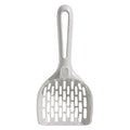 Grey plastic cat litter scoop with removable self-cleaning base for waste collection