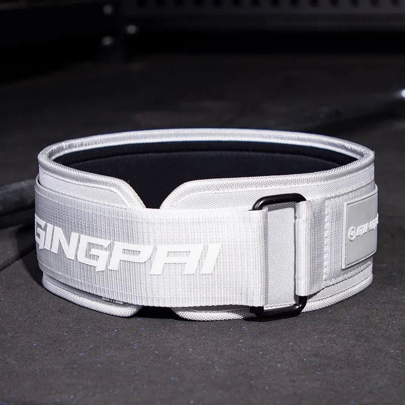 Abdominal exercising band and lumbar support belt for weightlifting and squat training.