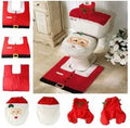Christmas bathroom set with Santa Claus flannel shower curtain 150x200cm and matching toilet cover and floor mat