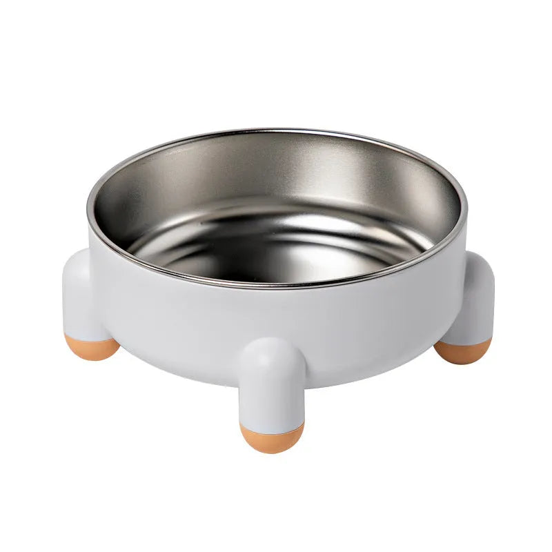 Green non-slip stainless steel raised pet bowl with anti-overturn base for dogs and cats.