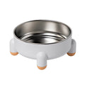 Green non-slip stainless steel raised pet bowl with anti-overturn base for dogs and cats.