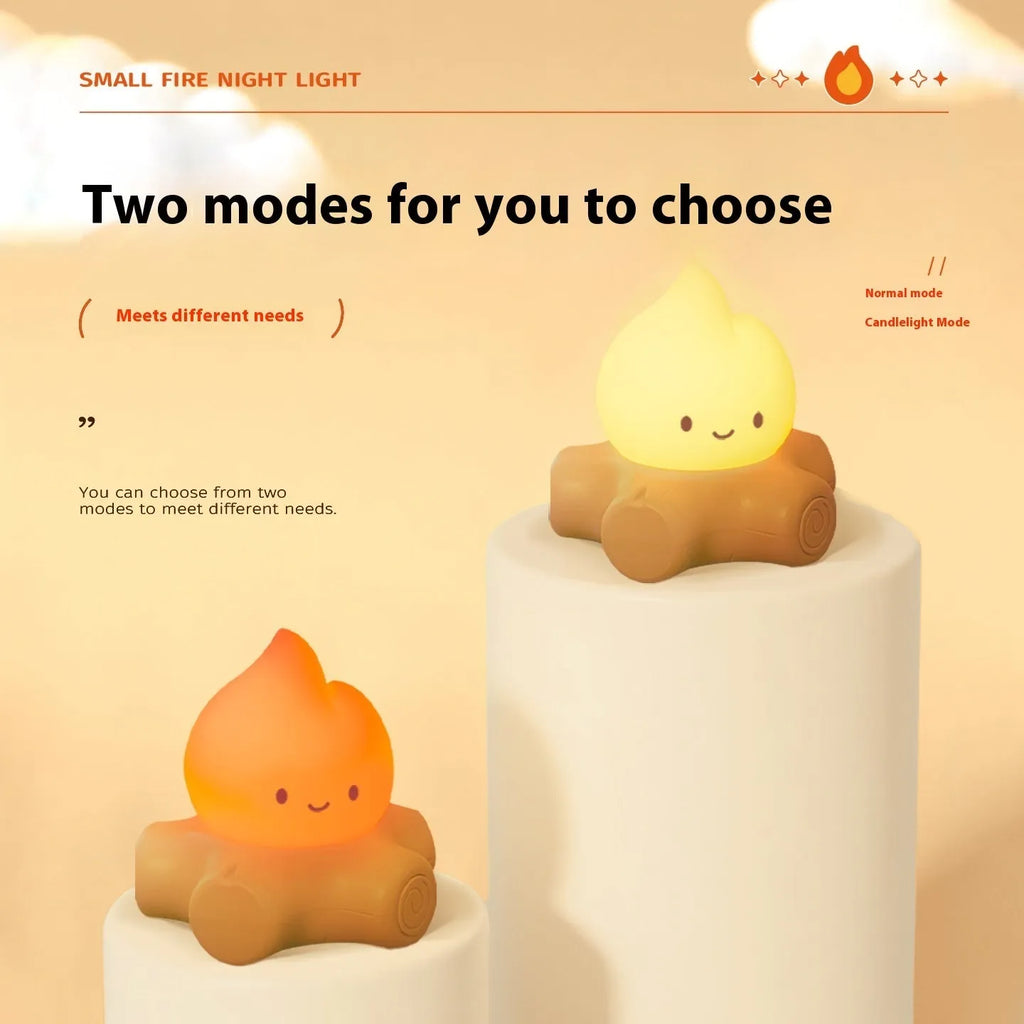Silicone small fire pile cartoon night lamp with ABS shade in yellow light