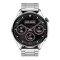 Smartwatch with round colour screen and black silicone strap showing Bluetooth calling interface.
