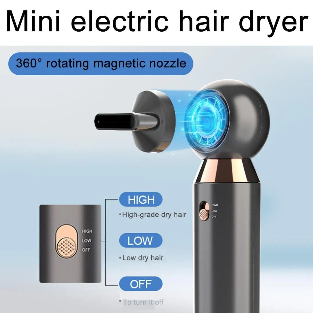 Leafless 800w portable hair dryer with hair diffuser accessory on a white background.