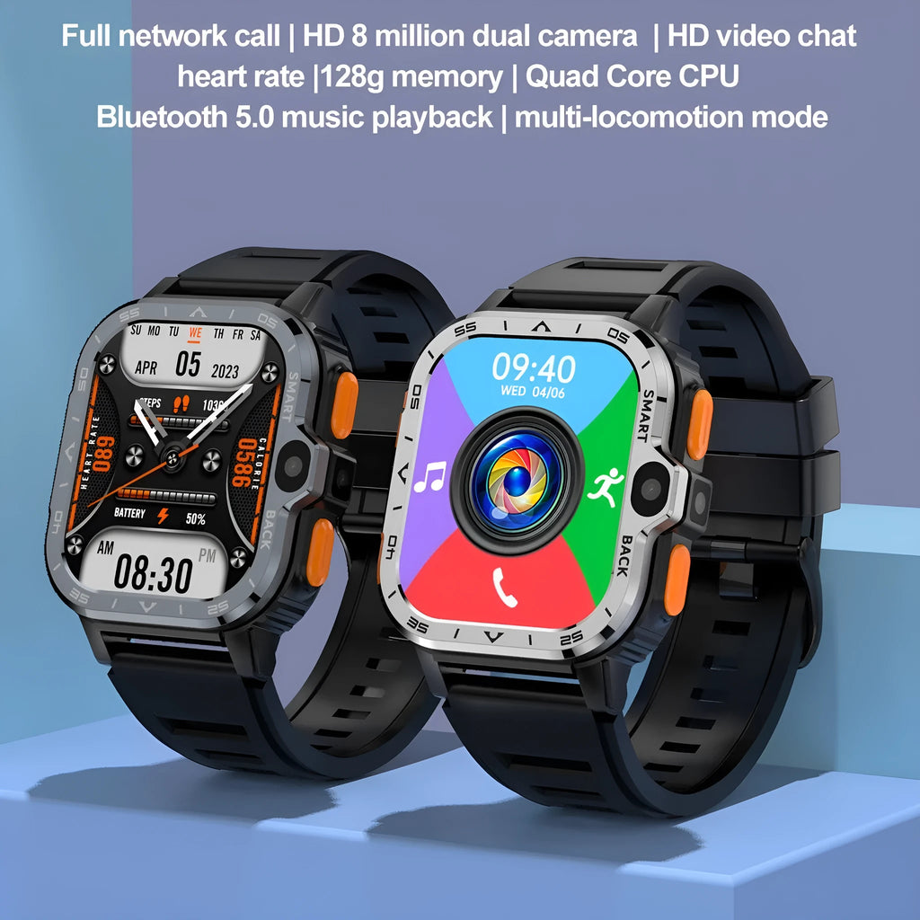 Student Android smart watch with heart rate monitor and NFC in black with TFT screen