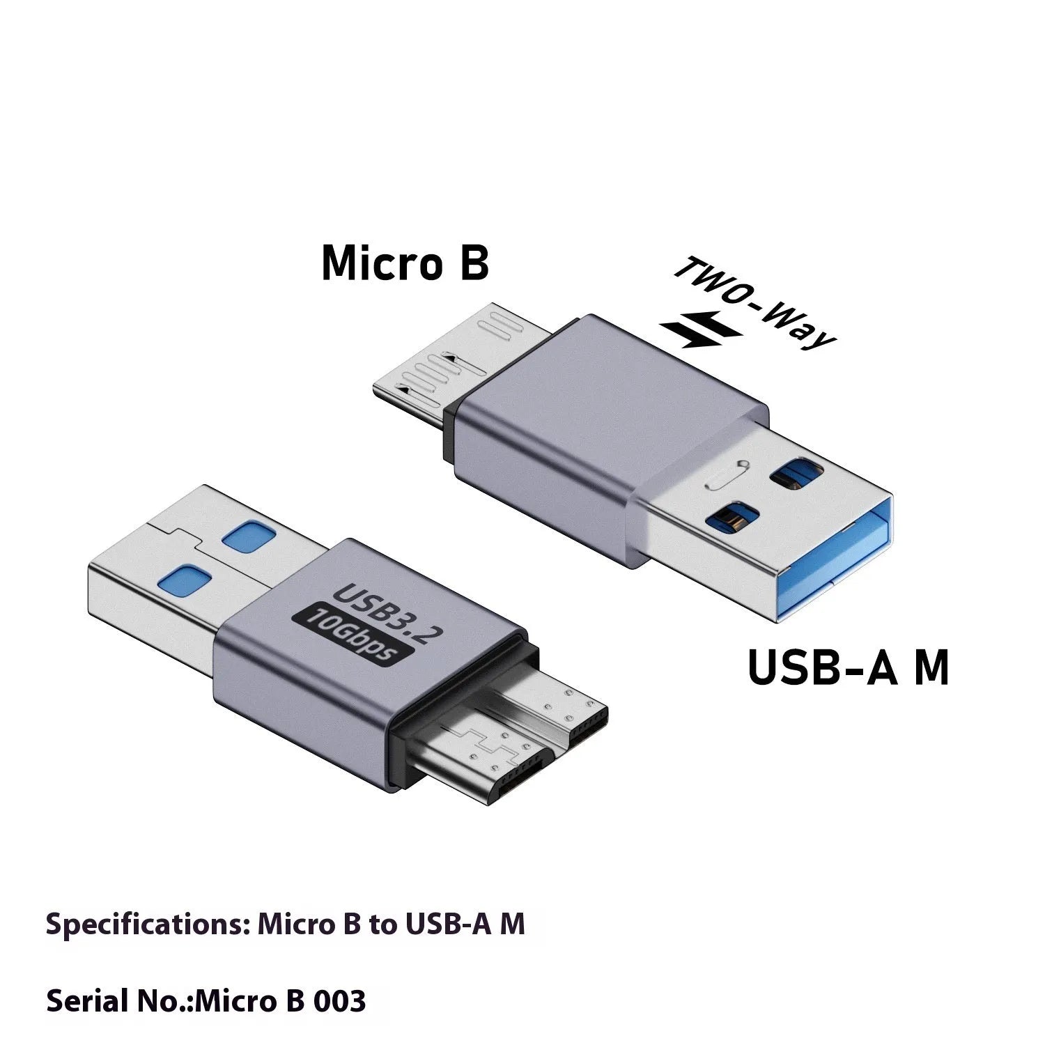 Micro B adapter converter showing Type-C and USB connectors for charging and data transfer on hard drives and phones.