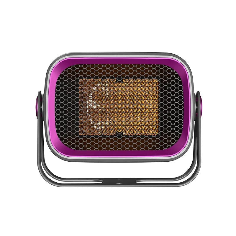 White desktop ceramic heater with rotating base and push-button controls