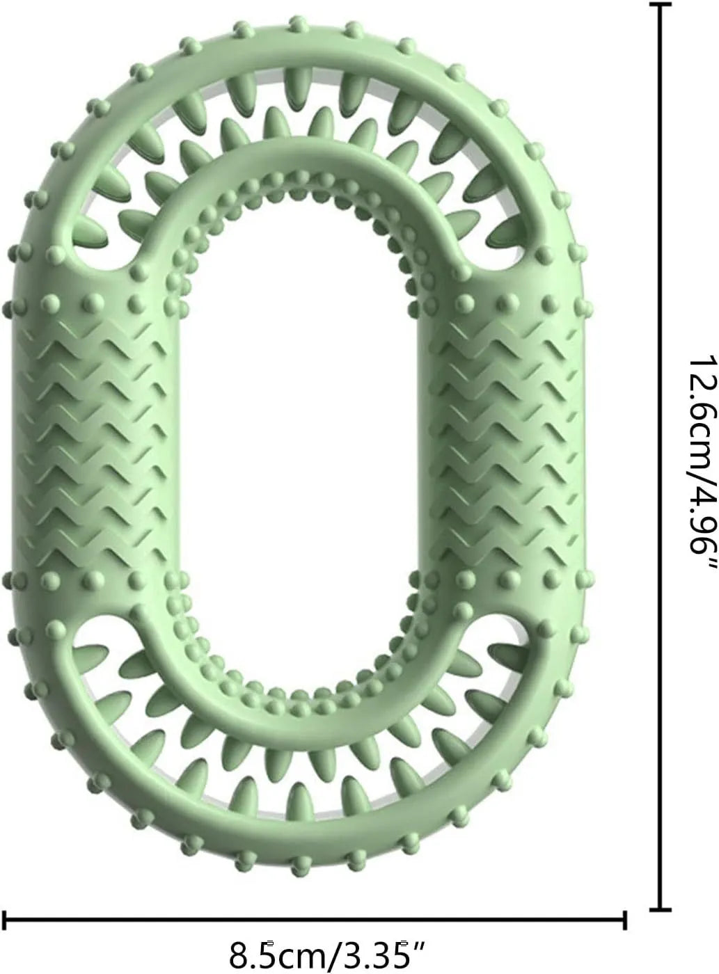 Blue O-ring shaped dog chew toy for aggressive chewers on white background