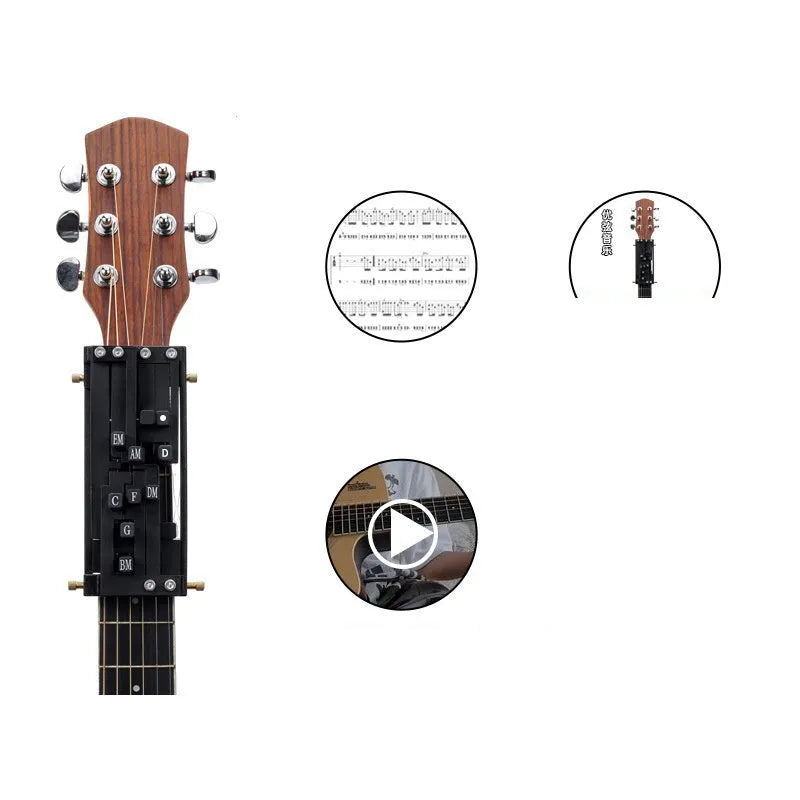 Black automatic chord practice device for folk guitar beginners playing and singing