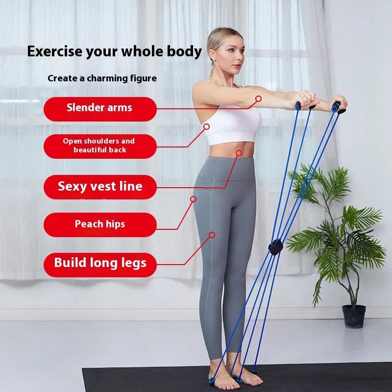 Blue or red TPR eight-character shoulder puller for female fitness training and body shaping exercises