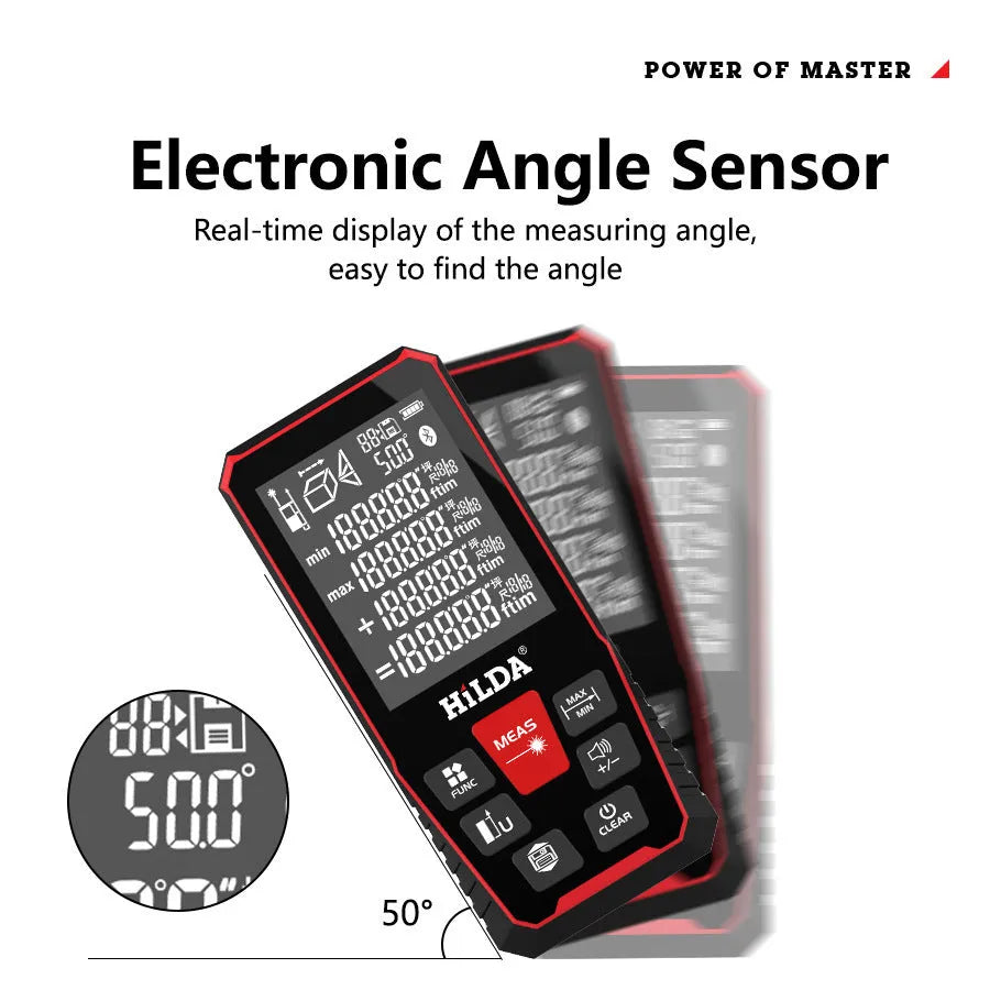 Laser rangefinder measuring device for construction and room measurement applications