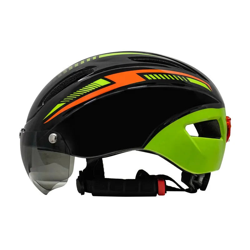 Adult bicycle helmet with PC shell EPS foam built-in taillight free size multiple colours