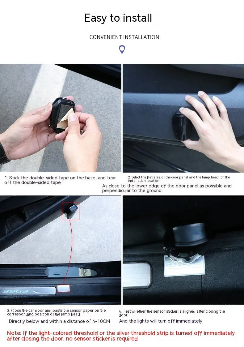 F2 laser courtesy lamp in bright black with ABS electronic components for universal car fit