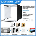 50cm folding studio light box with USB-powered three-colour temperature lighting panel for product photography