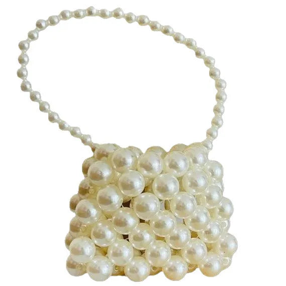 Mini crossbody handbag for women in imitation pearl with geometric pattern, ultralight and breathable design