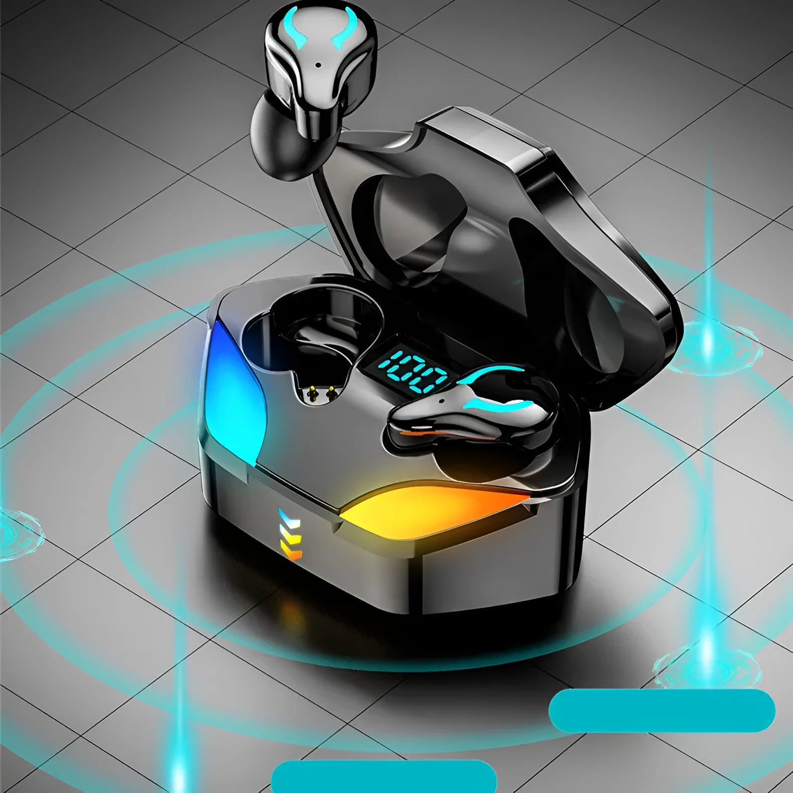 E-sports low-latency gaming Bluetooth headset earplug style with battery display