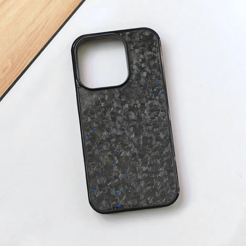 Gold foil carbon fiber forged grain phone case with magnetic suction for iPhone