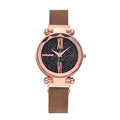 Women's quartz watch with 32mm round dial and stainless steel strap, pointer display, onion crown