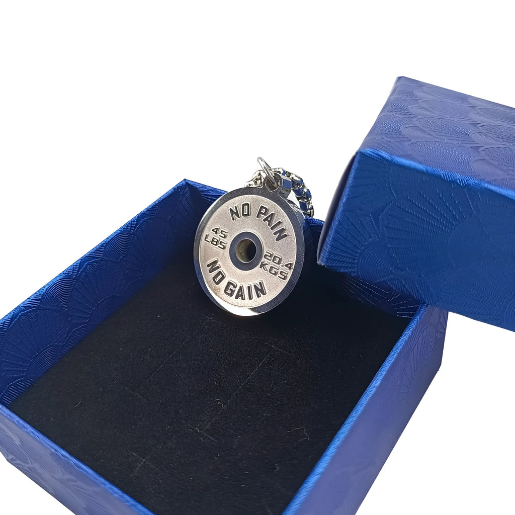 Stainless steel geometric barbell disk pendant necklace with chain options