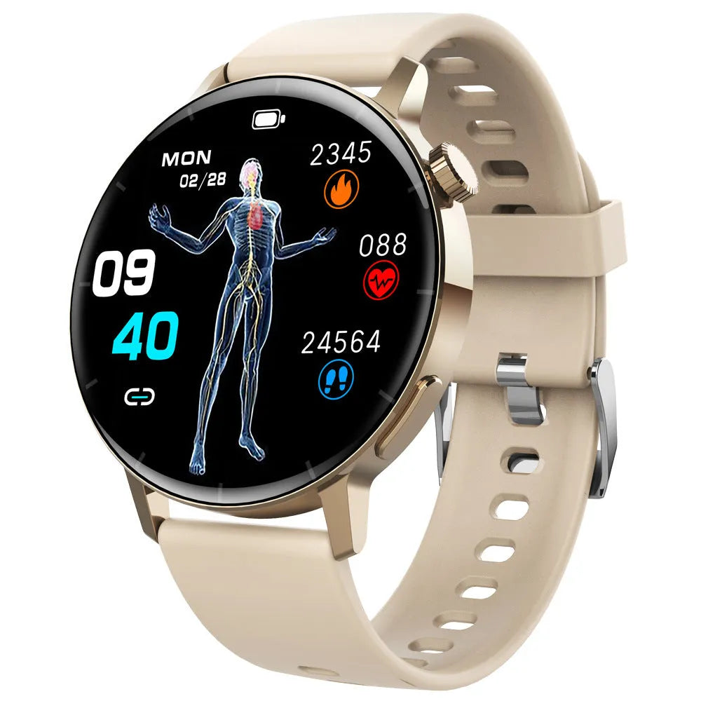 F67S third generation blood glucose smart watch on wrist, red light sensor, black strap variant