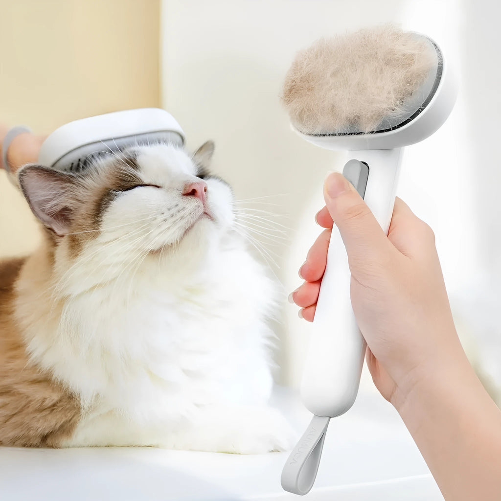 New Style Cat Hair Comb Cleaner white upgrade with self-cleaning one-button hair removal for cats