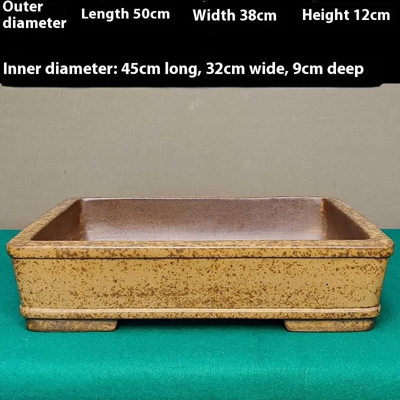Straight shallow rectangular Yixing fine Zisha purple sand flowerpot for plants