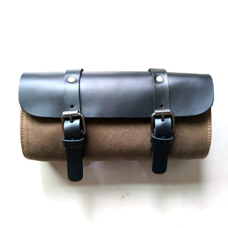 Cotton motorcycle helmet messenger bag with retro styling and internal organisation pockets