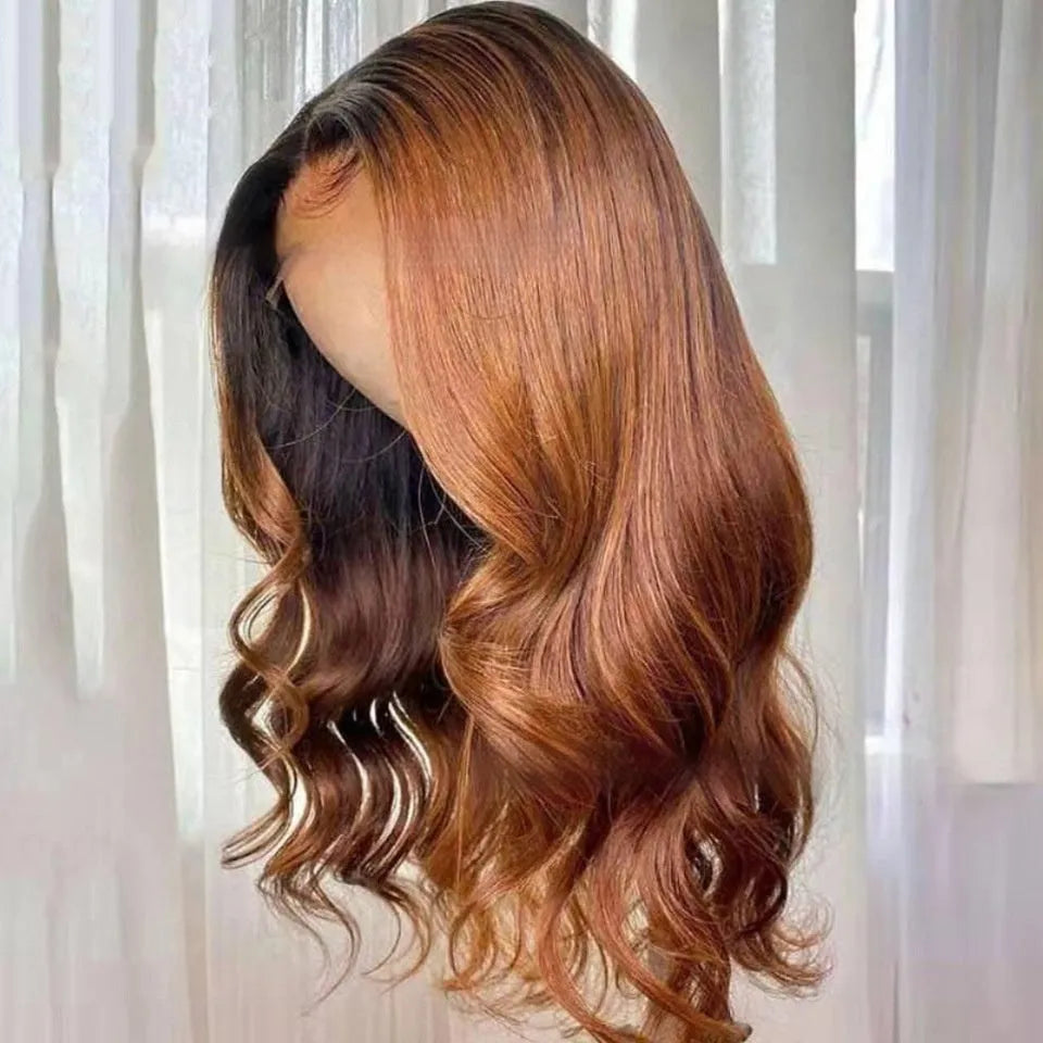 Real human hair gradient body lace front wig with double-layer mechanism in various lengths