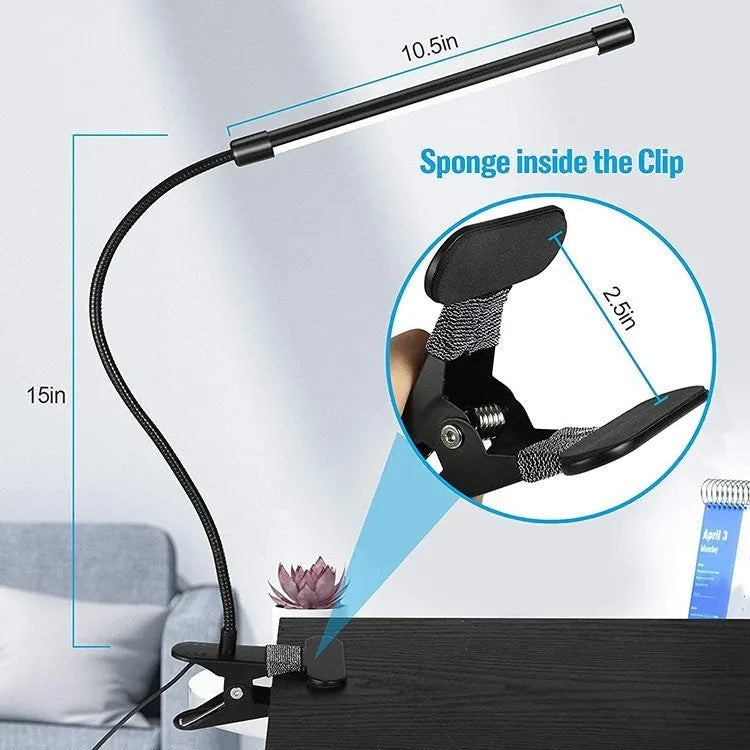 26cm black and white LED desk lamp with USB power for student study