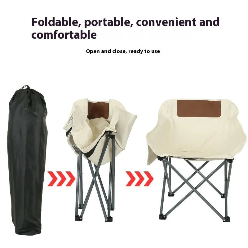 Camping folding chair with steel pipe frame and 600D Oxford cloth in khaki, 45x45x66 cm
