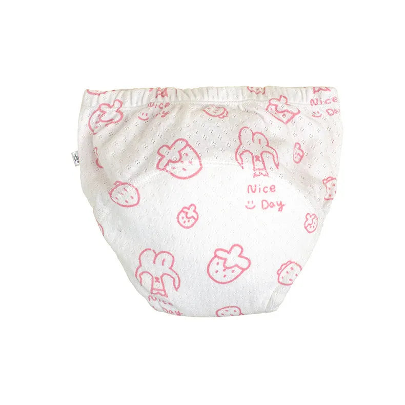 Newborn cloth diaper training pant in pure cotton gauze with waterproof outer, Bear Driving print, size 90 for babies under 9kg