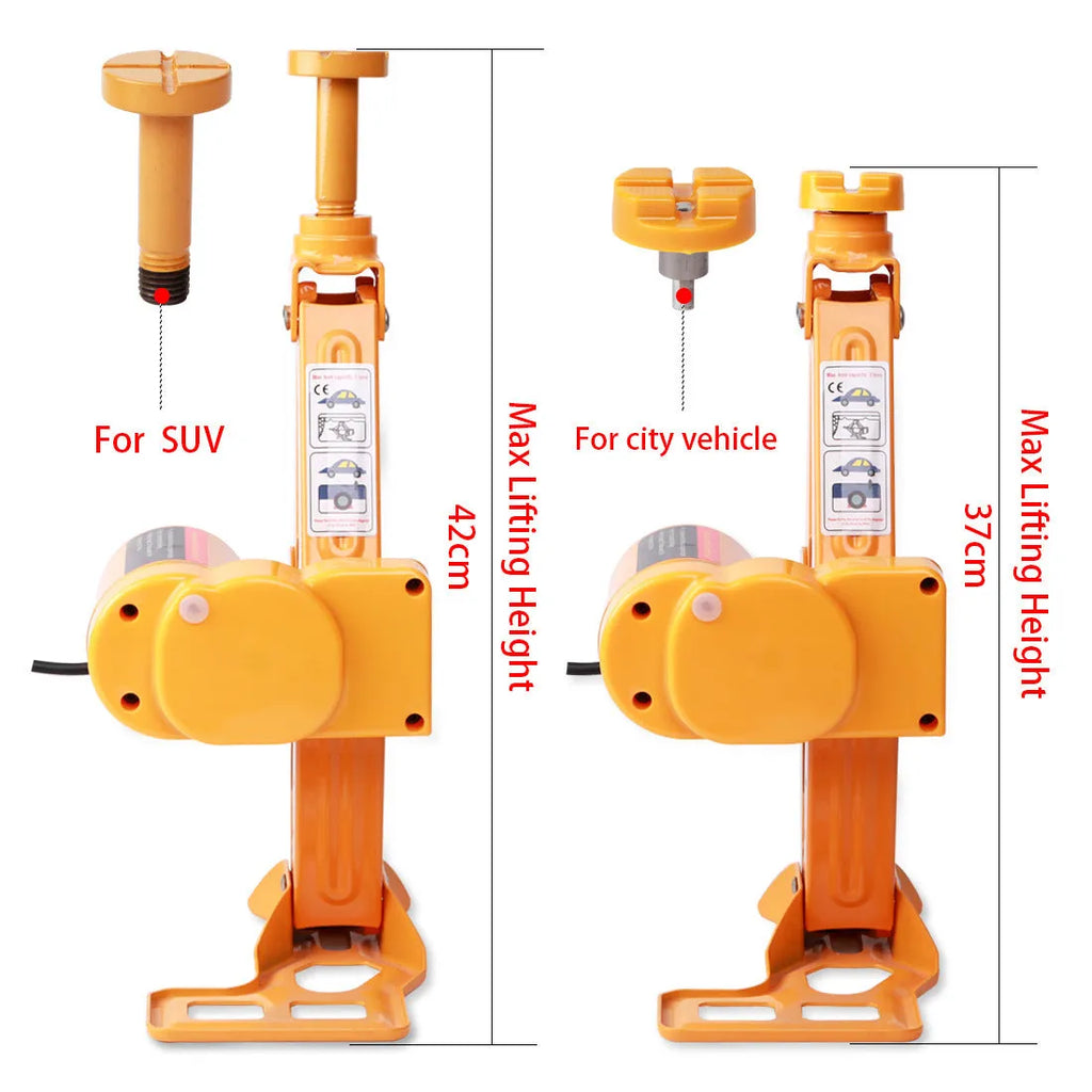 Yellow car electric jack set with cordless electric wrench for tyre changes