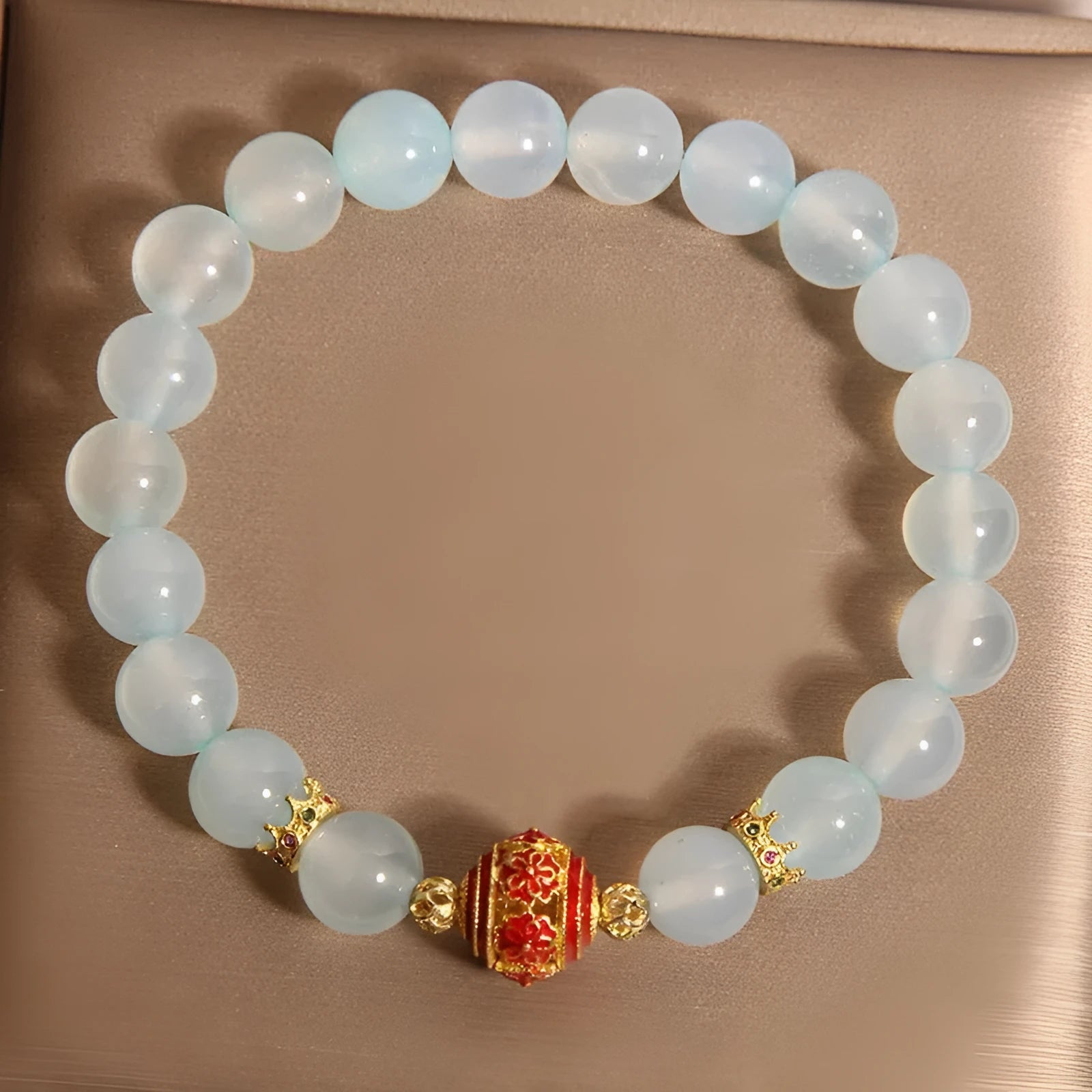 Blue agate flange colourful ball bead crystal bracelet for women Japanese Korean style