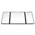 Silver car folding makeup mirror open showing 30.5cm width with ABS frame and glass surface