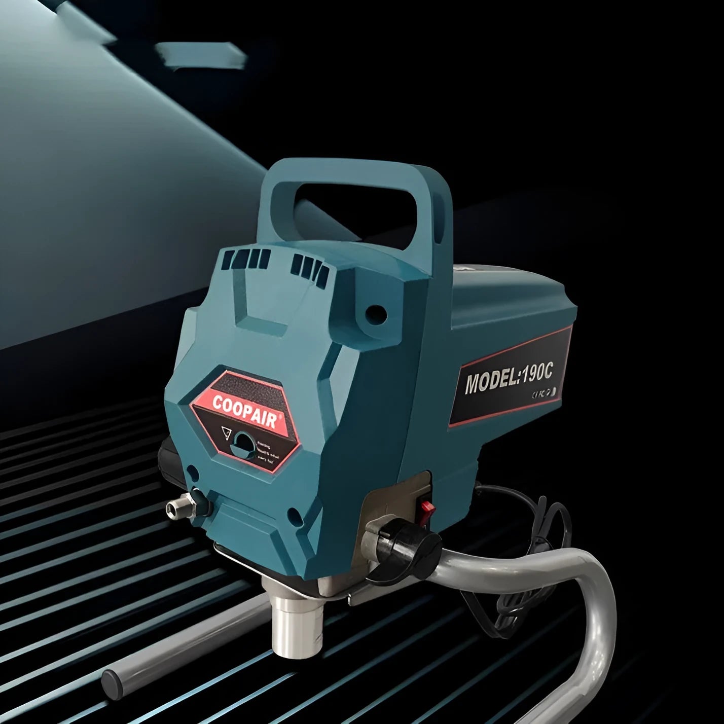 110V electric latex paint spraying machine with spray gun, 10m hose, and 517 nozzle on a work surface