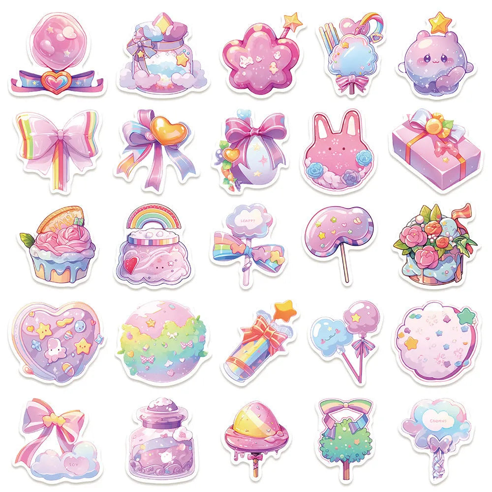 Fresh candy small object decorative waterproof stickers measuring 4-7cm on individual sheets