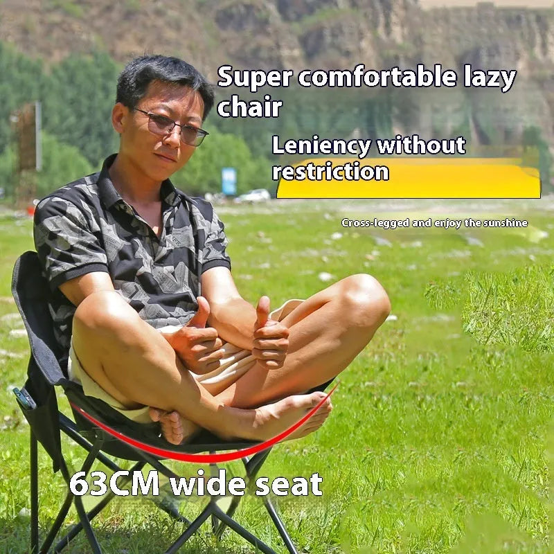 Camping folding chair with steel pipe frame and 600D Oxford cloth in khaki, 45x45x66 cm