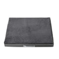 Brown removable washable dog pet mat with memory sponge cushion on wooden floor