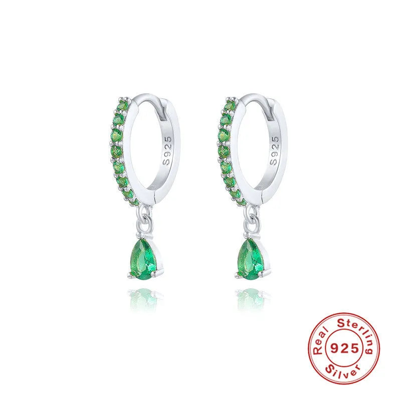 S925 sterling silver water drop earrings with geometric design in gold or silver plating options