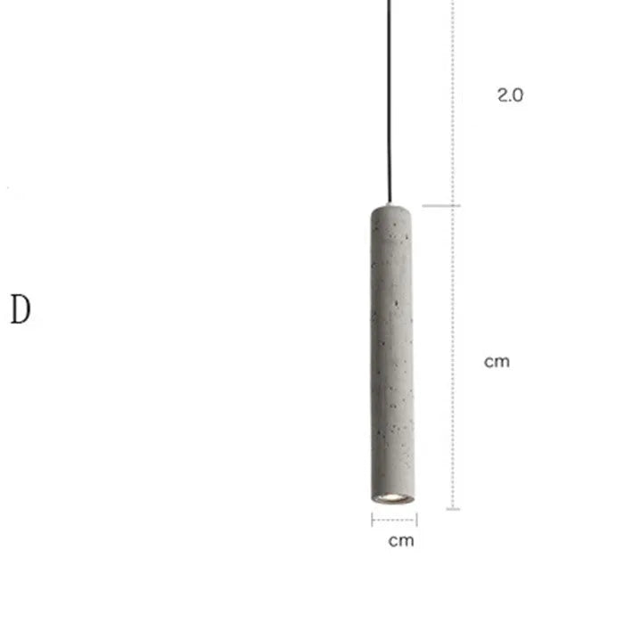 Marble chandelier concrete cement stick pendant light with fishing line suspension and adjustable height