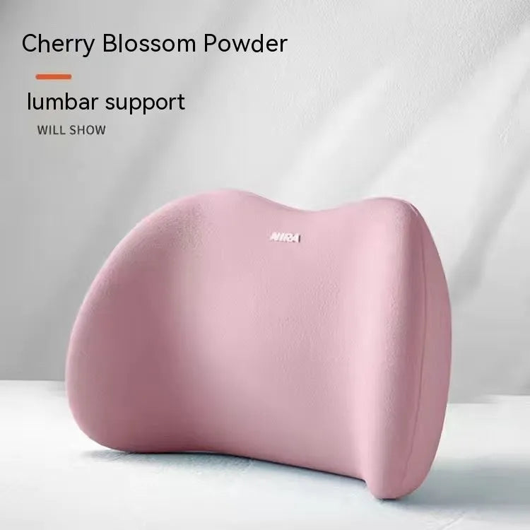 Car headrest and lumbar support pillow set with memory foam and milk silk cover in black