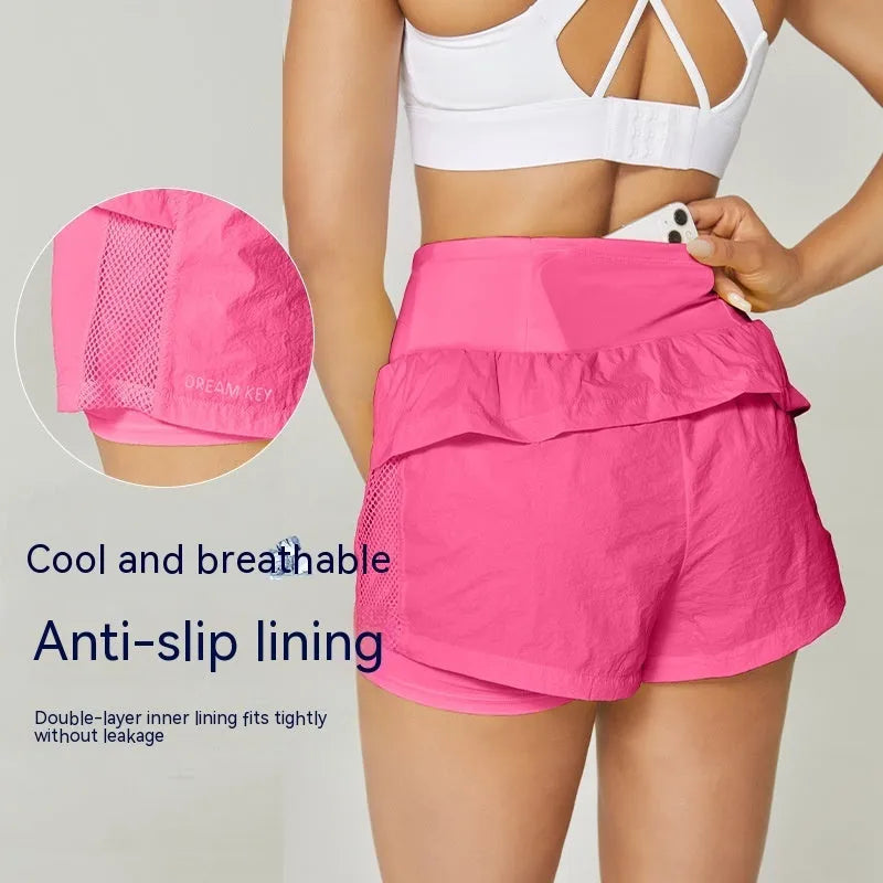 Women's cotton blend quick-drying fitness shorts in loose casual style available in multiple colours