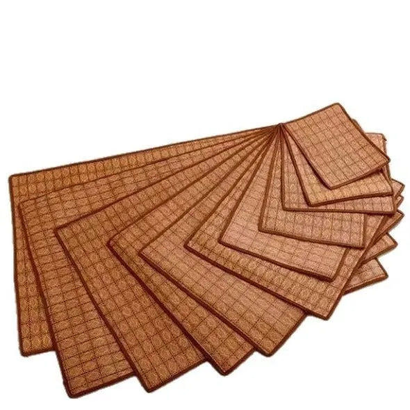 Brown rattan fibre cooling mat for dogs, summer pet bed, available in multiple sizes