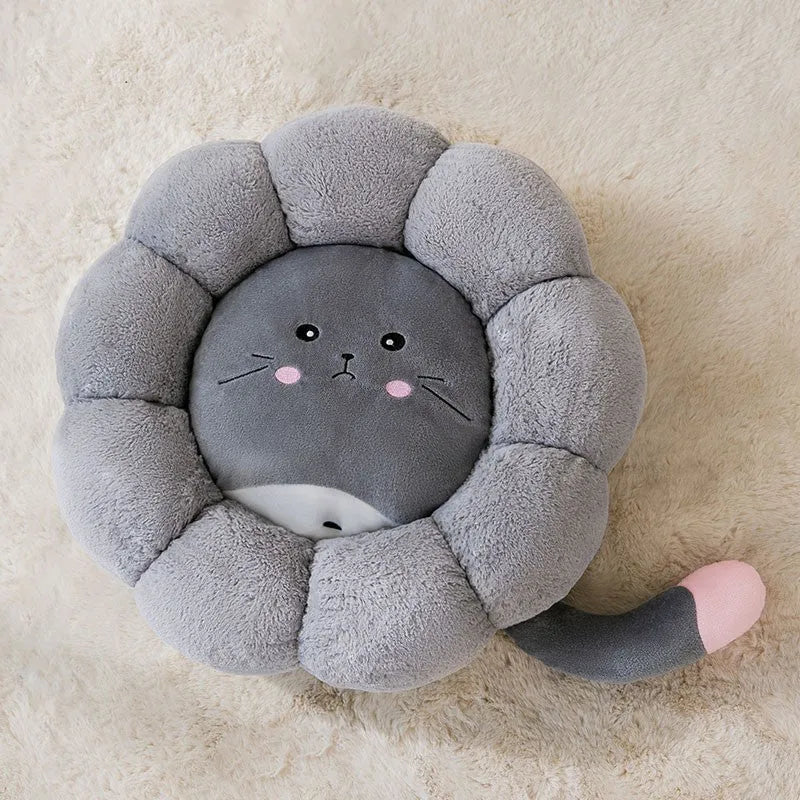 Grey chinchilla cat nest mat made from PV velvet and crystal soft fabric with cushion