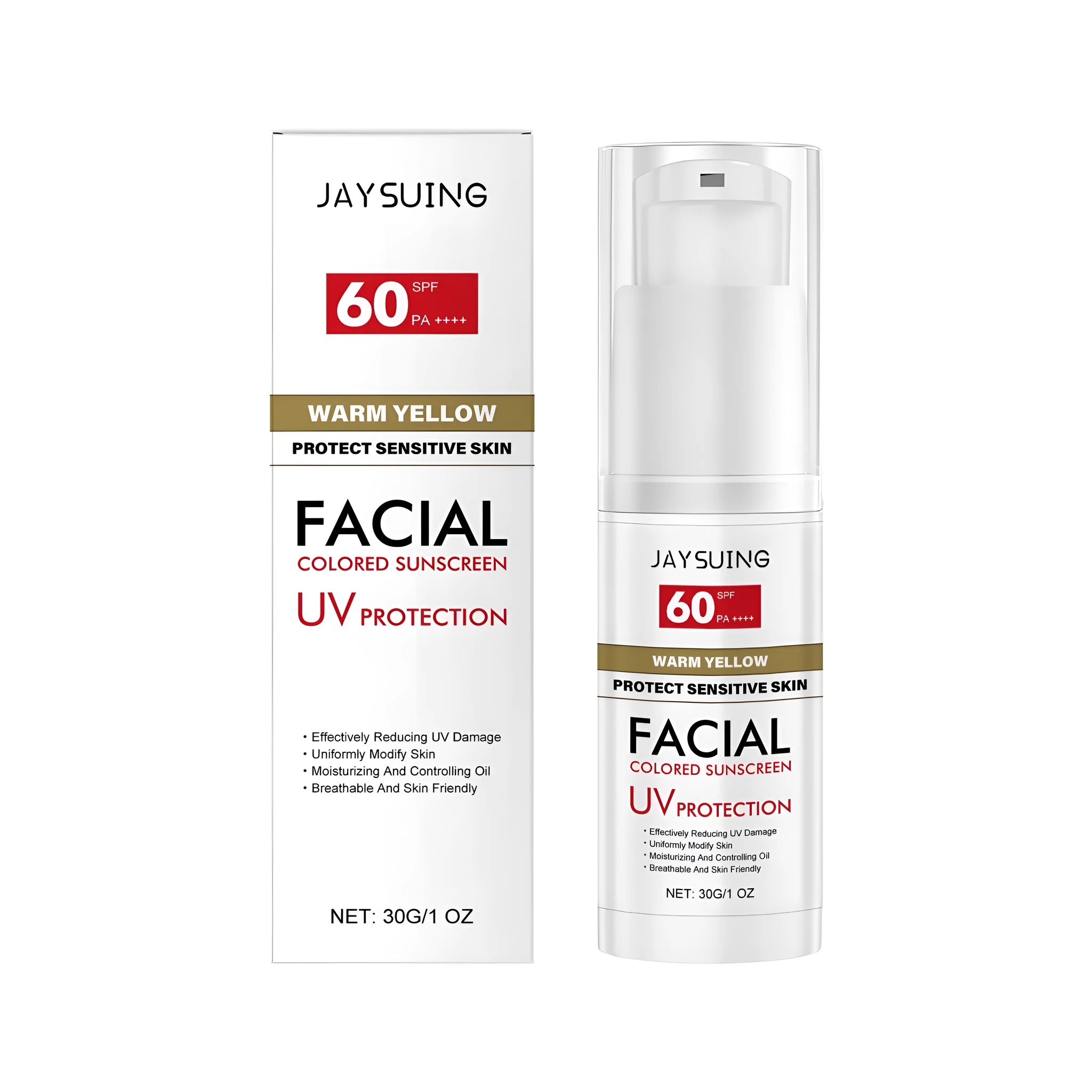 30g tube of lightweight facial sunscreen cream with hyaluronic acid