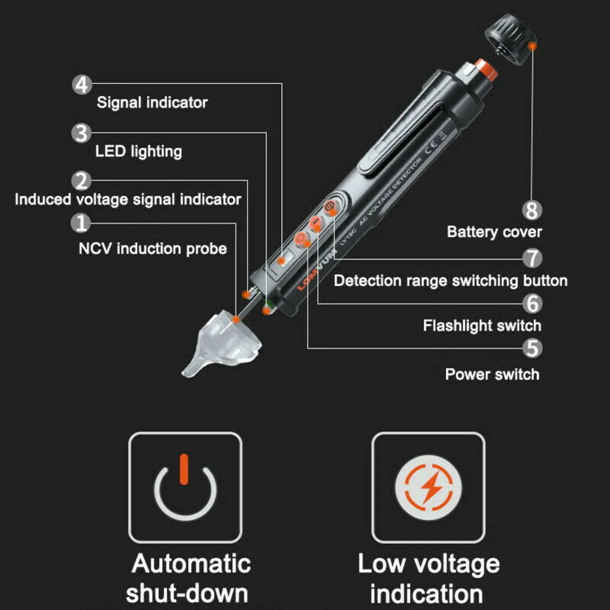 Intelligent Checkpoint black test pencil AC 10 voltage detector on white background